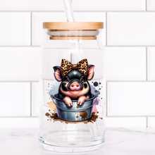 Load image into Gallery viewer, Pig With Bow Glass Jar