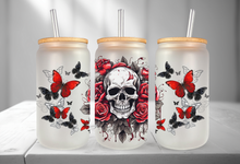 Load image into Gallery viewer, Skull Red Roses Glass Jar