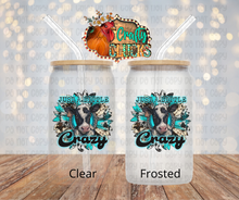 Load image into Gallery viewer, Just A Little Cow Crazy Glass Jar