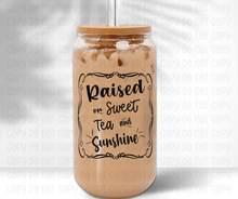 Load image into Gallery viewer, Raised on Sweet Tea and Sunshine Glass Jar