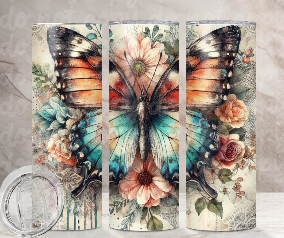 Vintage Butterfly Tumbler