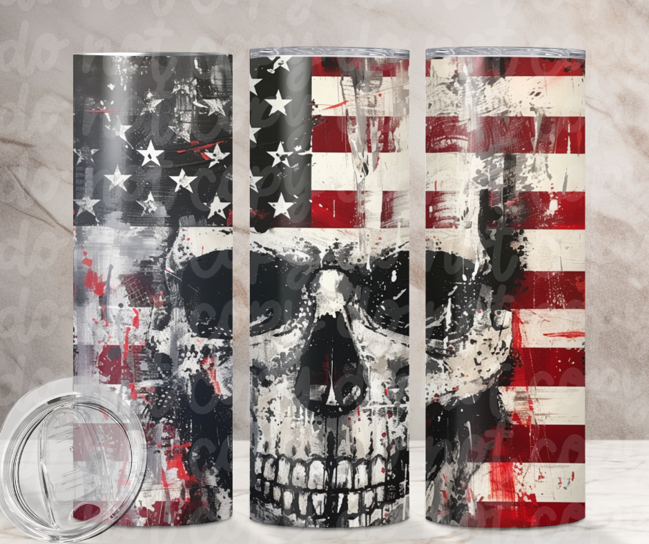 Skull American Flag Tumbler