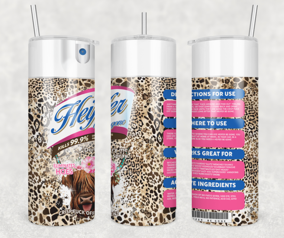 Heifer Spray Pink Flowers Tumbler