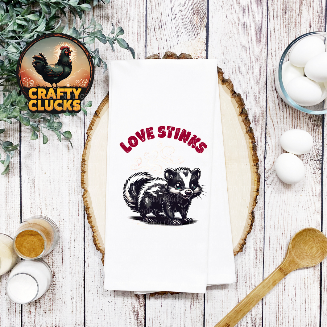 Love Stinks Dish Towel