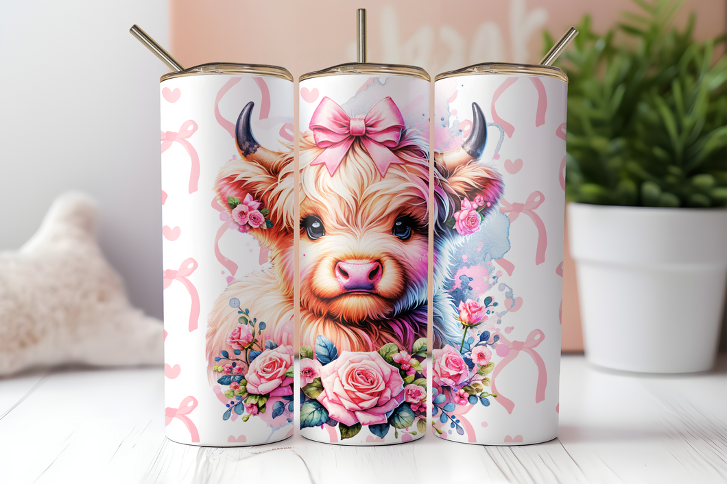 Pink Bows Coquette Cow Tumbler