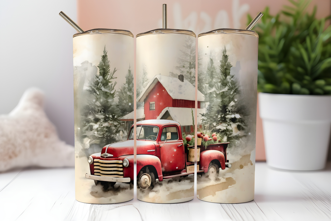 Red Truck Christmas Tumbler