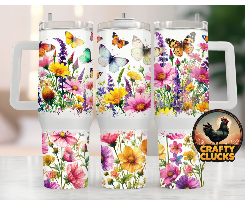 Spring Floral 40oz Handled Tumbler