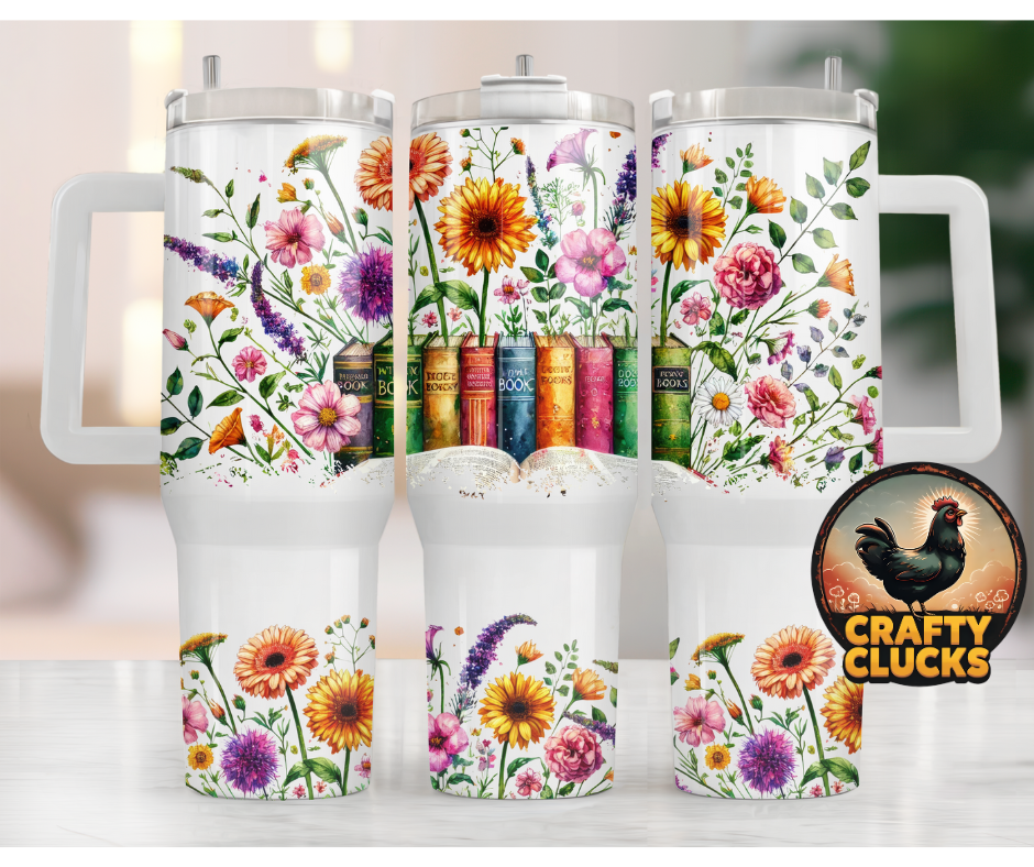 Spring Reading Books 40oz Handled Tumbler