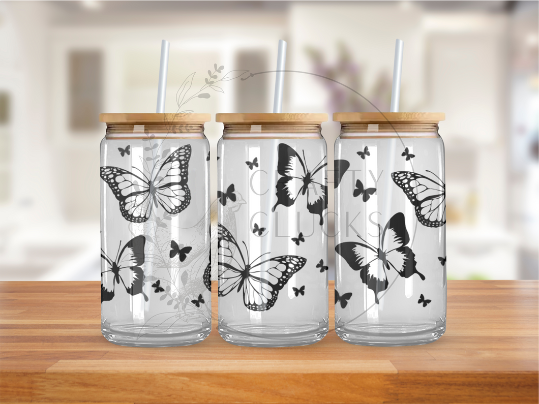 Butterflies Glass Jar