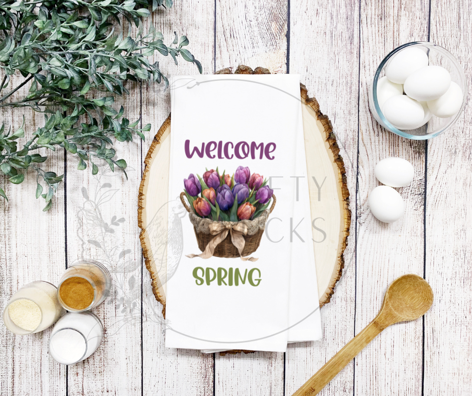 Welcome Spring Dish Towel
