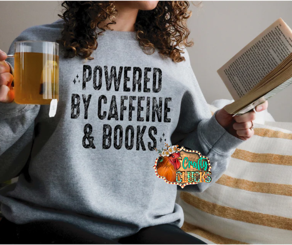 Powered By Caffeine And Books Graphic Tee