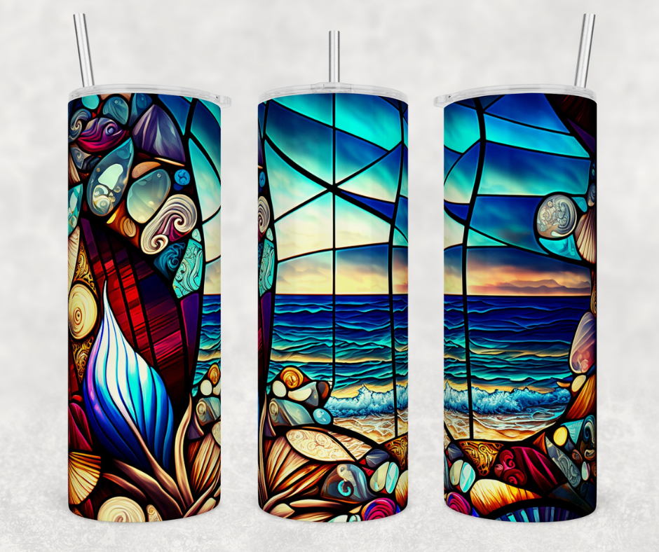 Stained Glass Beach Ocean Tumbler