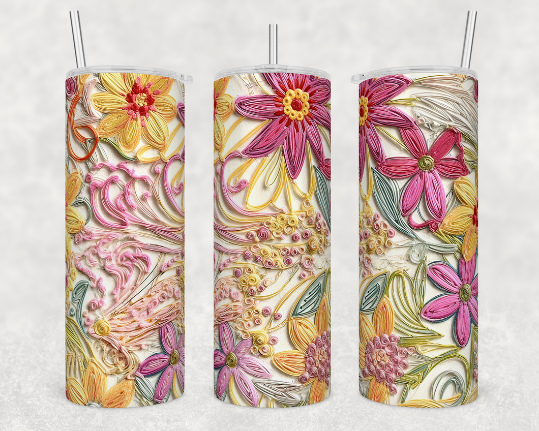 Embroidered Flowers Tumbler