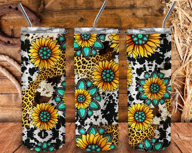 Sunflowers and Turquoise Tumbler