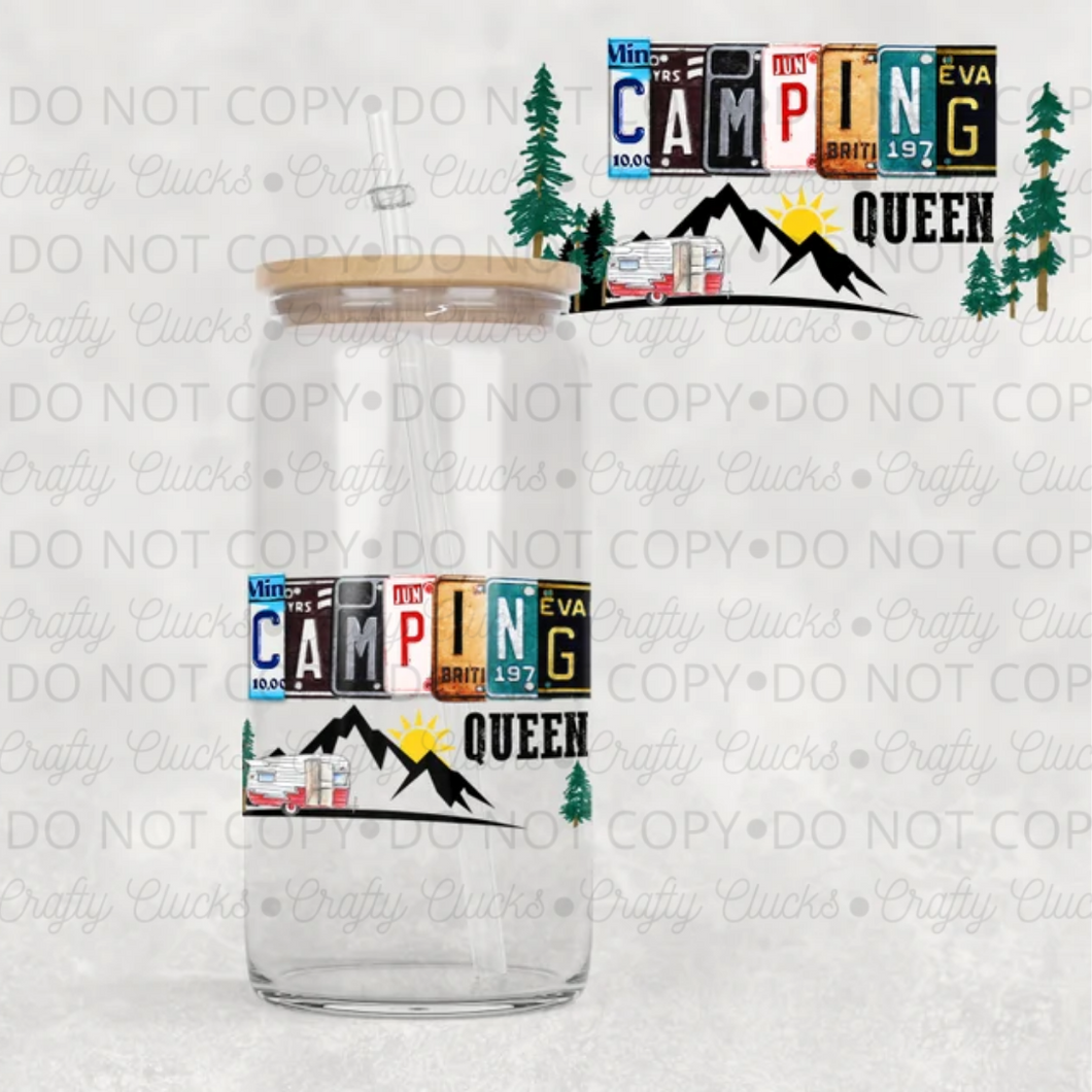 Camping Queen Glass Jar