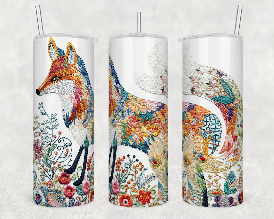 Embroidered Fox Tumbler